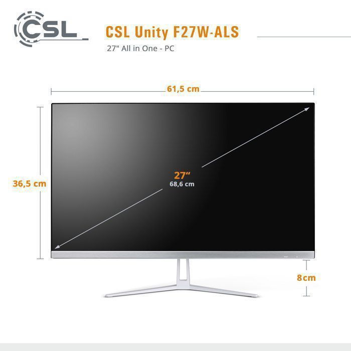 CSL Unity F27W-ALS 27-inch Full HD IPS All-in-One pc, Intel N200 QuadCore, 32 GB DDR4, 2 TB SSD, Windows 11 Pro