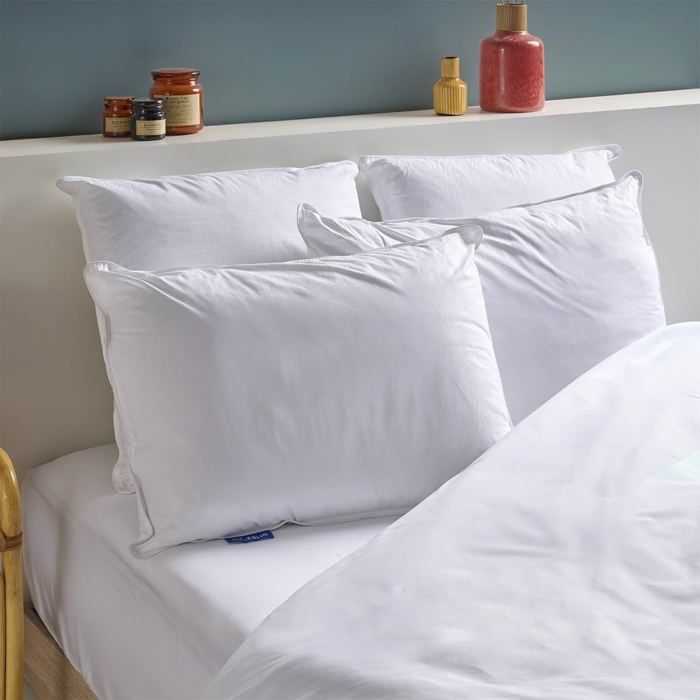 Set di 2 cuscini in memory foam assortiti, antiacaro, 50x70 cm - Comfort regolabile - Schiuma e barre in poliestere - BLU CALIN