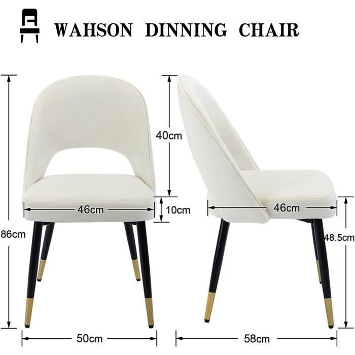 Conjunto de 2 cadeiras de jantar modernas Wahson em veludo com pés de metal, estofadas, para cozinha e restaurante, bege.