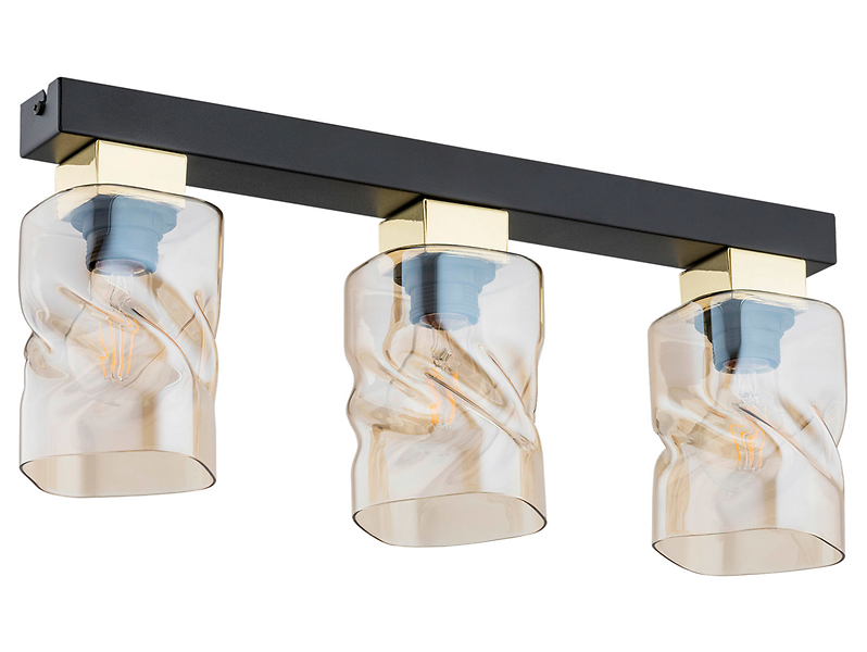 Lampa sufitowa Meru 3-punktowa stalowo-szklana czarno-złota