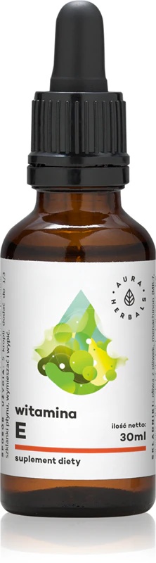 Aura Herbals E vitamīna uztura bagātinātāja pilieni šūnu aizsardzībai no oksidatīvā stresa
