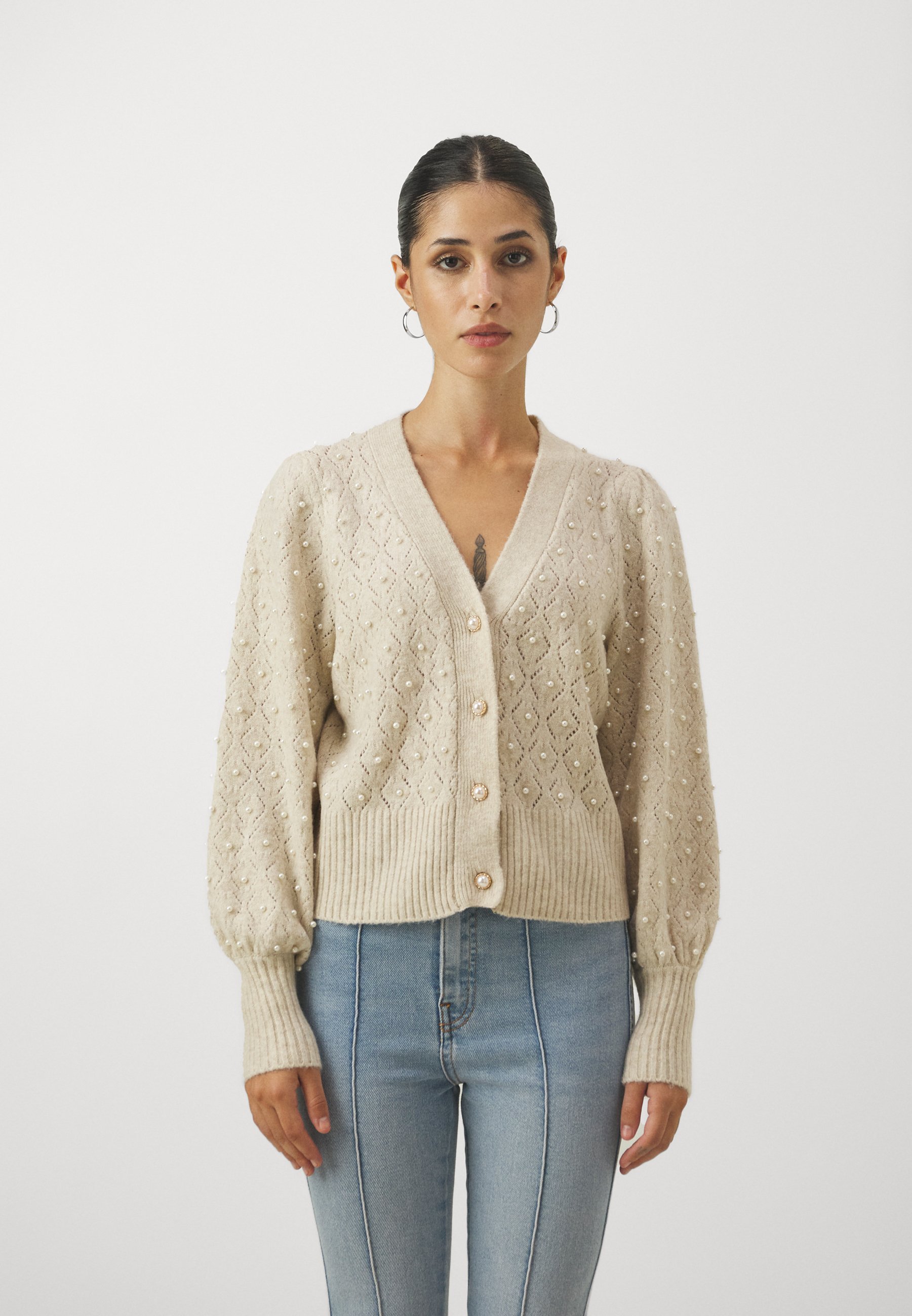 ONLY Petite ONLLIA LIFE PEARL - Cardigan - beige