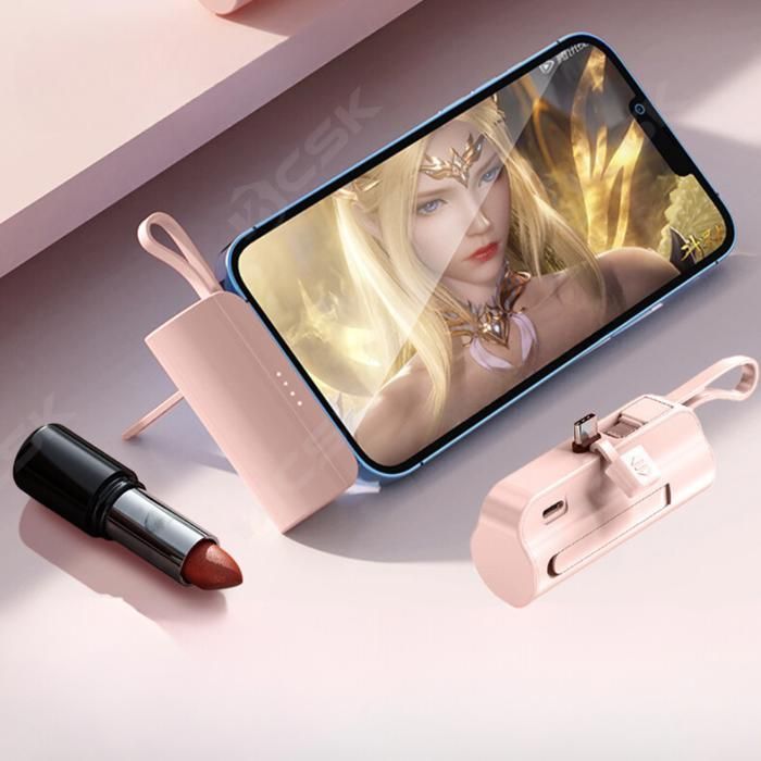 BCSK® 5000mAh Mini Powerbank - USB-C en Lightning snellader | Compatibel met iPhone, Samsung en Android smartphones - Wit