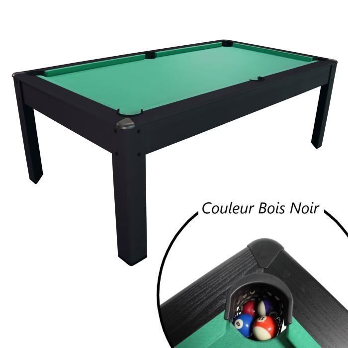 Tavolo da biliardo americano HARMONY da 6 piedi - 206,5 x 116,5 x 80 cm con accessori - Colore ebano e panno verde