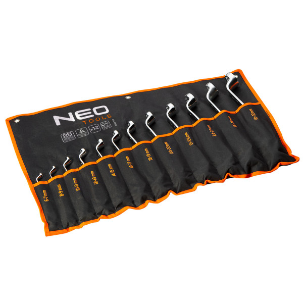 Klucze oczkowe odgięte 6-32 mm, zestaw 12 szt. NEO 09-952