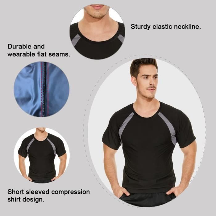 Camiseta de hombre transpirable, camiseta de fitness – Camiseta de manga corta transpirable, camiseta deportiva de fitness para hombre, poliuretano