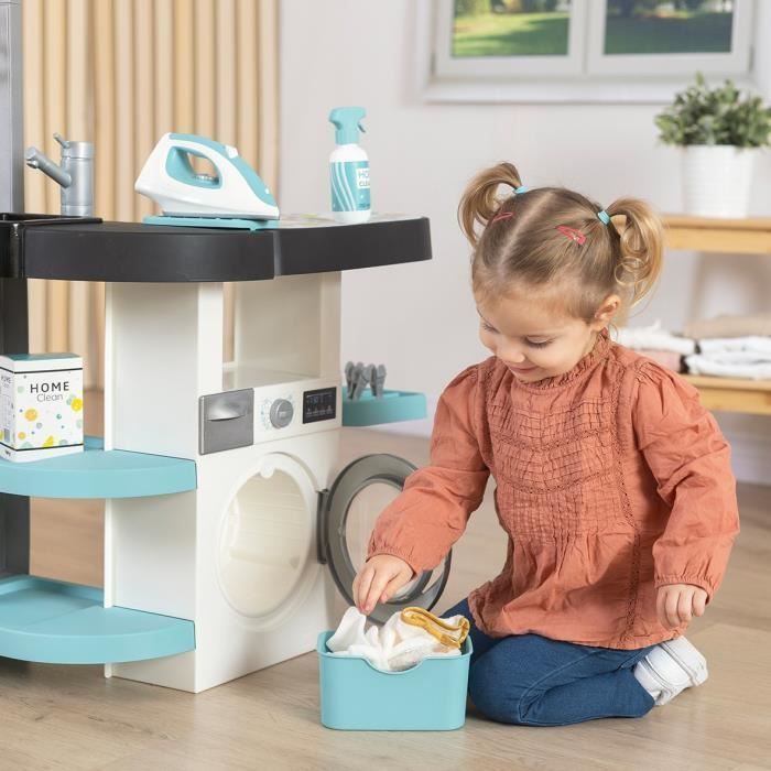 Smoby - Rowenta - Lavanderia per bambini - Set per il gioco di ruolo - Suoni realistici - 17 accessori realistici