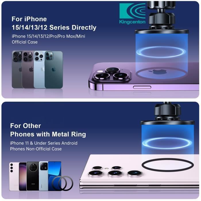 Kingcenton Magnetische Autohalterung für Handys, Lüftungsschlitzhalterung – N52 Magnet für MagSafe iPhone 15 14 Samsung