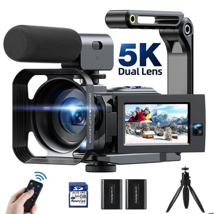 Videocámara 5K+1080P, doble lente, 56MP, cámara de video, vlogging, WiFi, pantalla táctil de 3