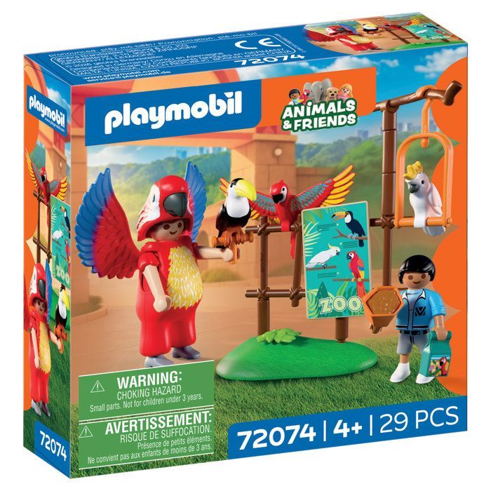 Playmobil 72074 Dierentuin: Kleurrijke papegaaimascotte en kind