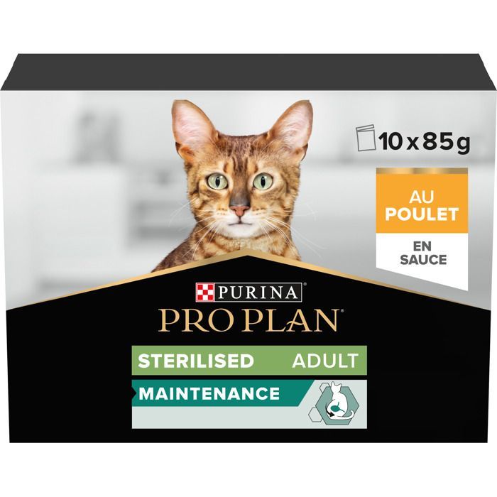 PRO PLAN Adult STERILISED MAINTENANCE Poulet Sauce 10x85g Pochons pour chat adulte