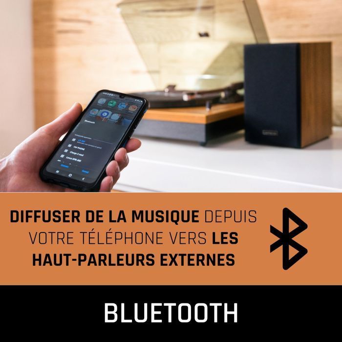 Lenco LS-300WD - Giradischi con Bluetooth® e due altoparlanti esterni, in legno