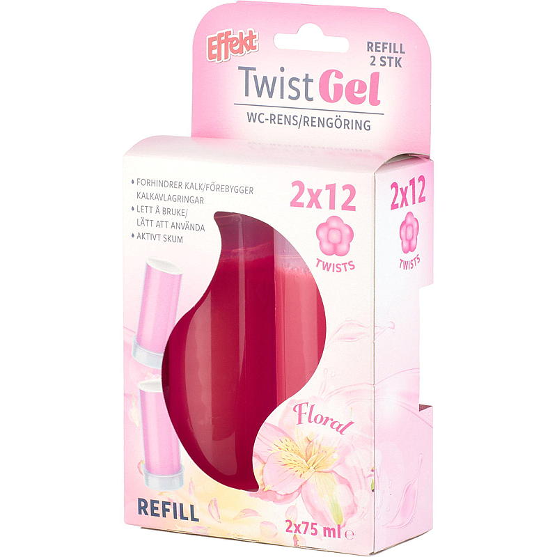 Effekt WC-rengöring Twist gel 2 st refill blommig effekt