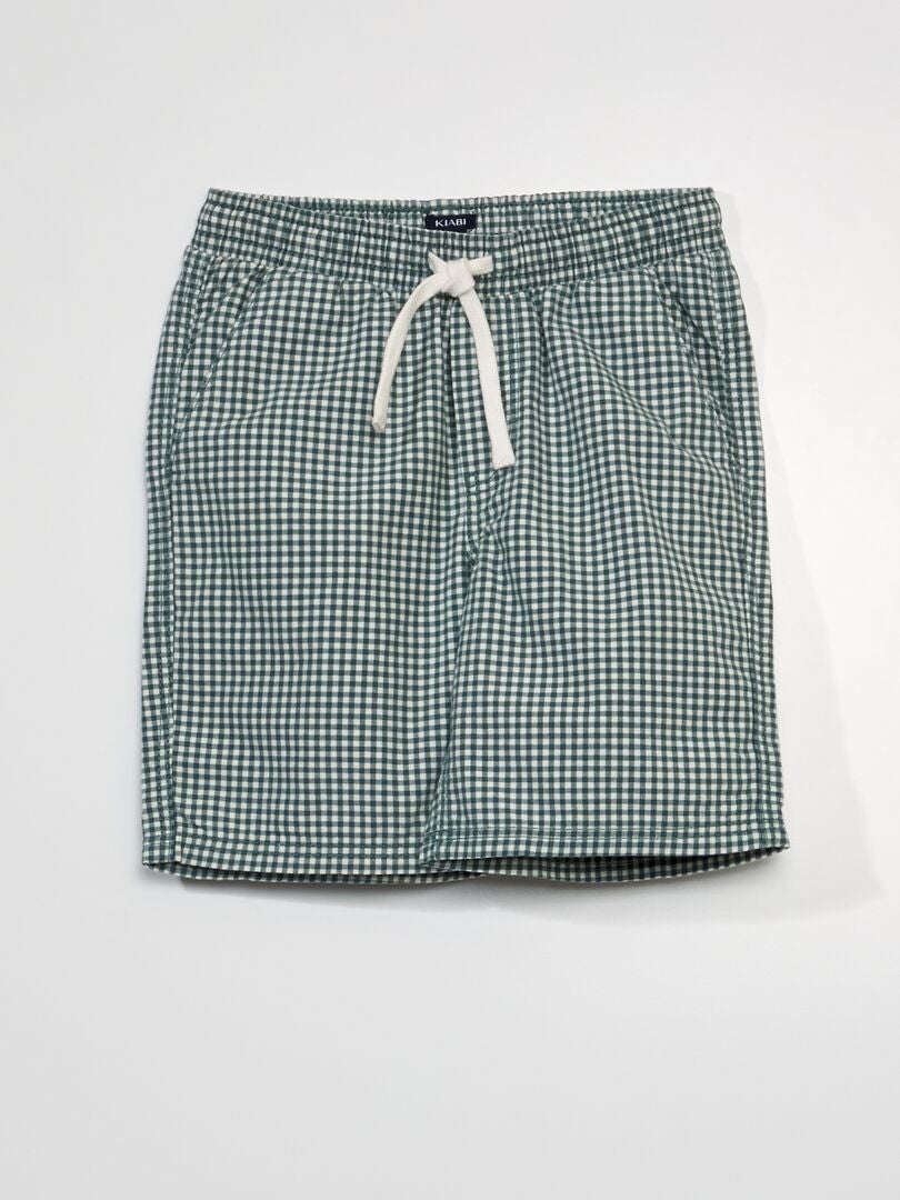 Geruite twill shorts - WIT