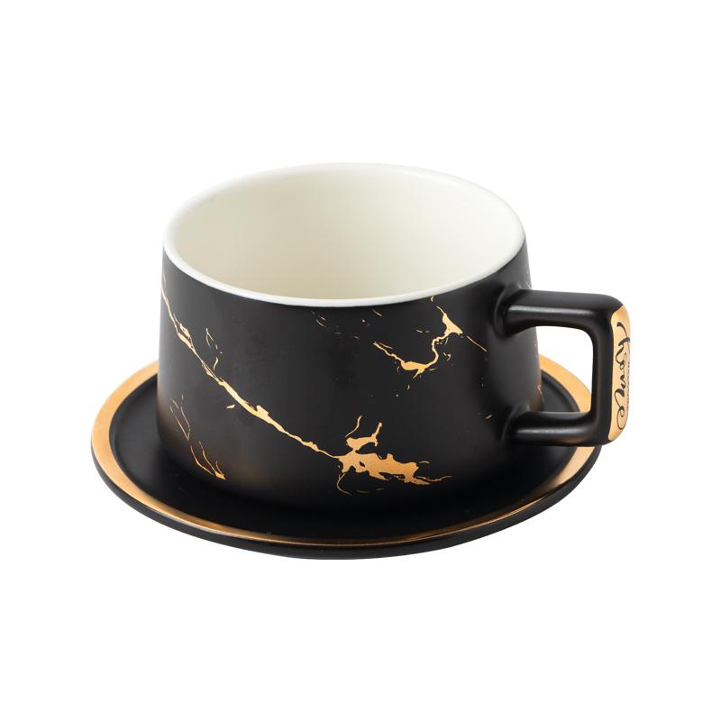 Luxuriöse Keramik-Teetasse mit Untertasse, wiederverwendbare Kaffeetasse mit Henkel aus feinem Knochenporzellan, Tasse A Cafe Ceramicé OO5BD