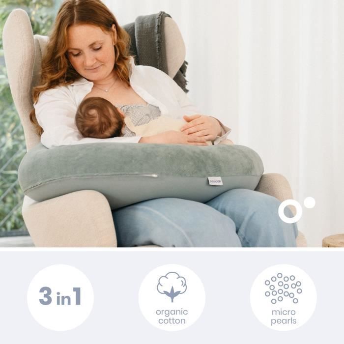 Pregnancy and nursing pillow - DOOMOO - Buddy - Ultra comfort - Oeko-Tex certified - Green Corduroy