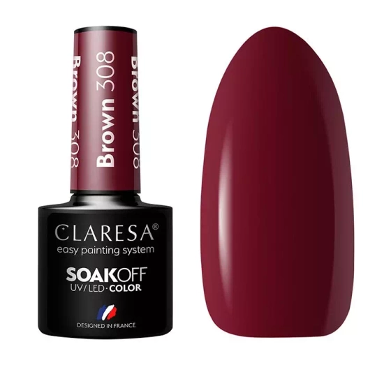 Claresa hybrydowy lakier do paznokci Brown 308 5 g