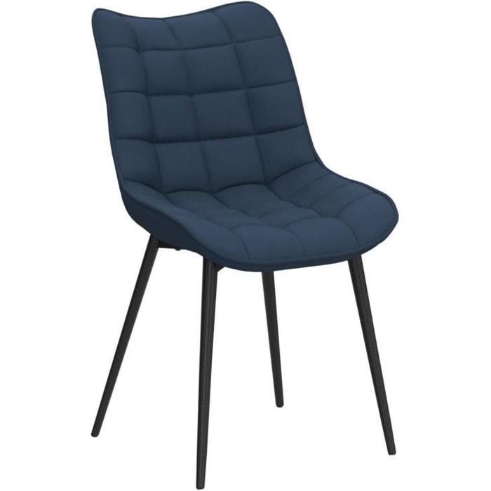 WOLTU Juego de 2 sillas de comedor, sillas de cocina escandinavas de terciopelo, patas de metal, azul W0ATT0087-2