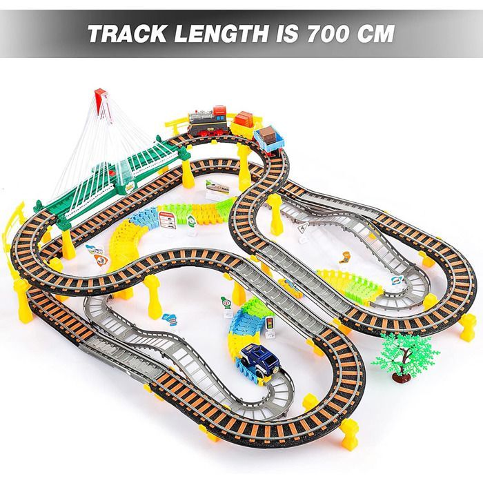 Circuit Électrique Garçons 3 4 5 6 Ans, MARSEE Jouet de Piste avec Voitures et Accessoires, Cadeau Noël pour Enfants