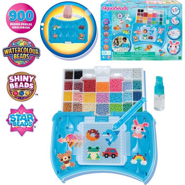 Aquabeads Anfänger-Workshop, Set mit 900 Perlen in 25 Farben, wasserfest, Artikelnummer 35087, ab 4 Jahren