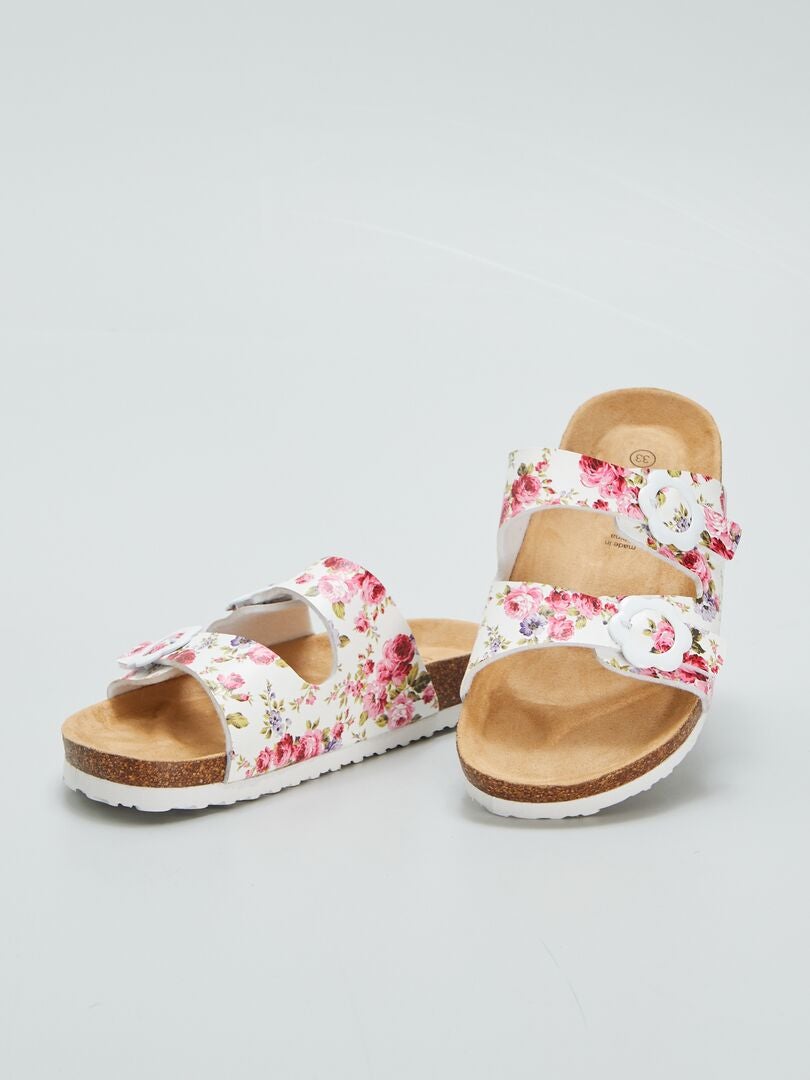 Sandalias con hebillas estampadas - BLANCAS