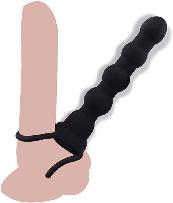 Plug anal en silicone avec sangle pour pénis, petites perles anales, jouets sexuels, plug anal flexible avec anneau pénien, anneau1