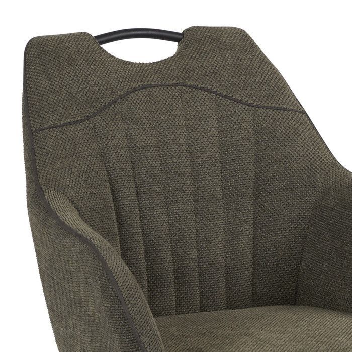FABRICE - Set of 2 Dining Chairs in Polyester Mesh Fabric with Dark Green Piping
