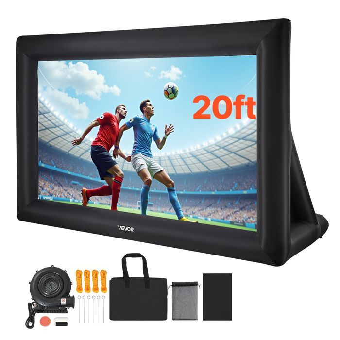 Pantalla de proyección inflable VEVOR de 610 cm en diagonal - Relación de aspecto 16:9 - con bolsa de almacenamiento - Fácil montaje - Para uso en exteriores