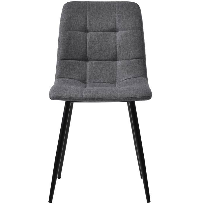 Schwarzer Esstisch (140 x 80 cm) mit 4 Stühlen, modernes Küchen-Esszimmer-Set, dunkelgraue Leinenstühle, Tisch