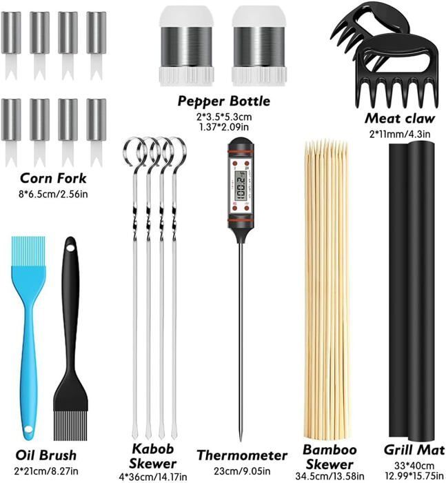 Barbecue Kit, Barbecue Utensils, Barbecue Accessories, 75-Piece Stainless Steel Barbecue Accessories with Shells