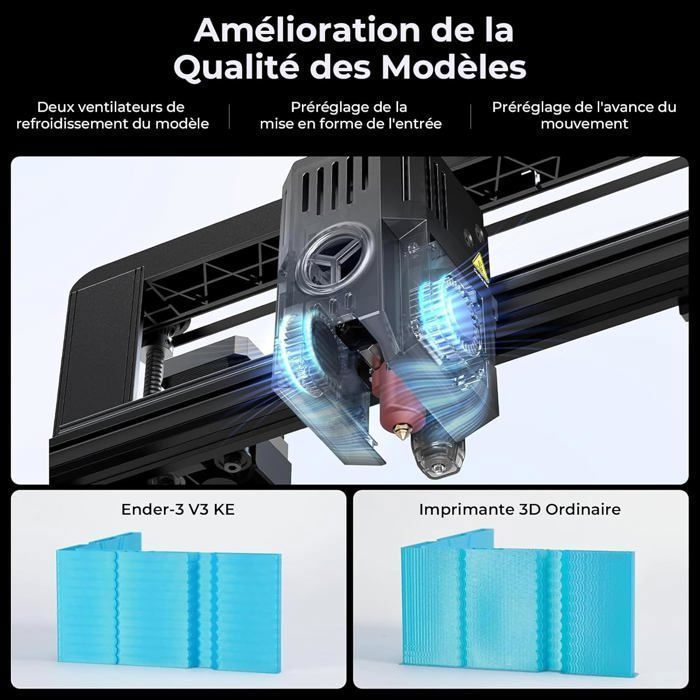 Imprimante 3D Creality Ender 3 V3 KE, 500mm/s with Nivellement Automatique, 300°C Sprite Direct Extruder, 220x220x240mm for Beginner