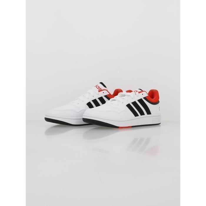Chaussures basses en cuir ou simili Hoops 3.0 K - Adidas - Garçon - Blanc