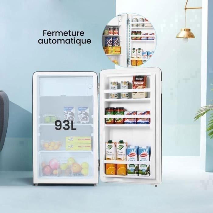 Refrigerador vintage Comfee RCD93DK2RT(E) com freezer na parte superior - 93L - Classe energética E - 48,8 x 49 x 83,5 cm - Preto