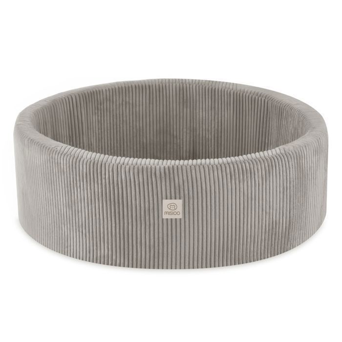 MISIOO Ronde Corduroy Ballenbak voor Baby- en Kinderkamer, Beige, 90x30 cm, 300 Ballen: Blauw/Goud/Wit Parelmoer