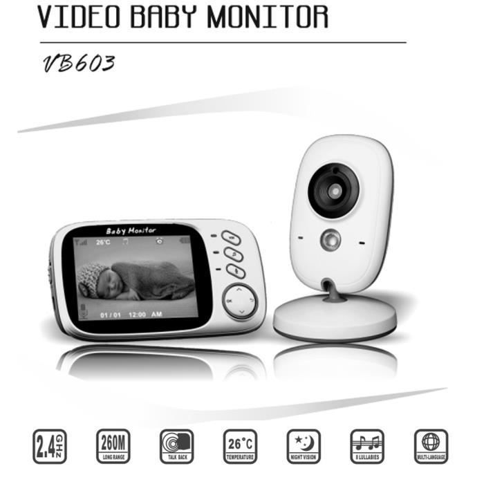 Monitor de video inalámbrico para bebés con pantalla de 3,2 pulgadas
