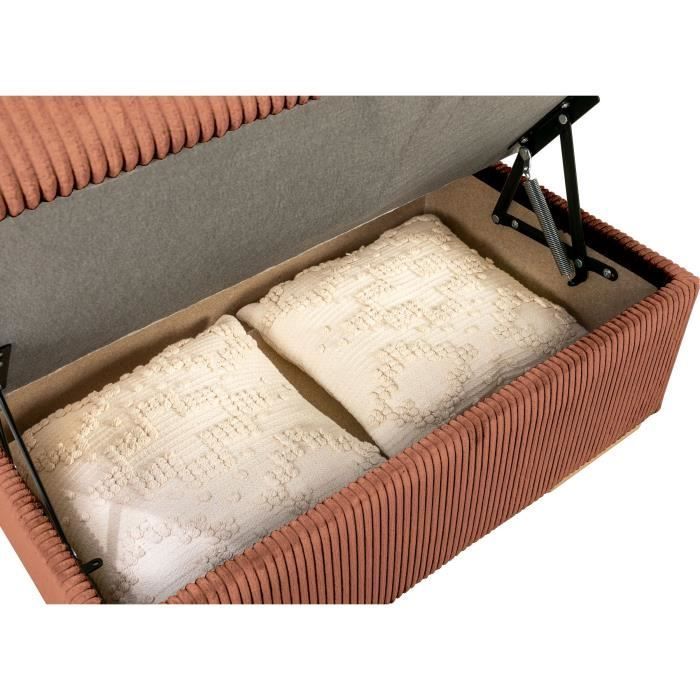 Reversible corner sofa bed - 5 seater - DAYTONA - Terracotta Velvet Fabric - Storage compartment - W260 x H94 x D216 cm