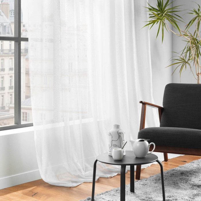 Voilage spécial baie vitrée  Largeur 400 x 240 cm – Voile sablé Lissea Blanc