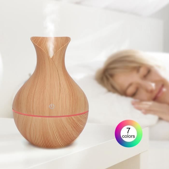 Difusor de aroma ultrasónico USB LED VINGVO para aceites esenciales y humidificador (acabado en madera clara)