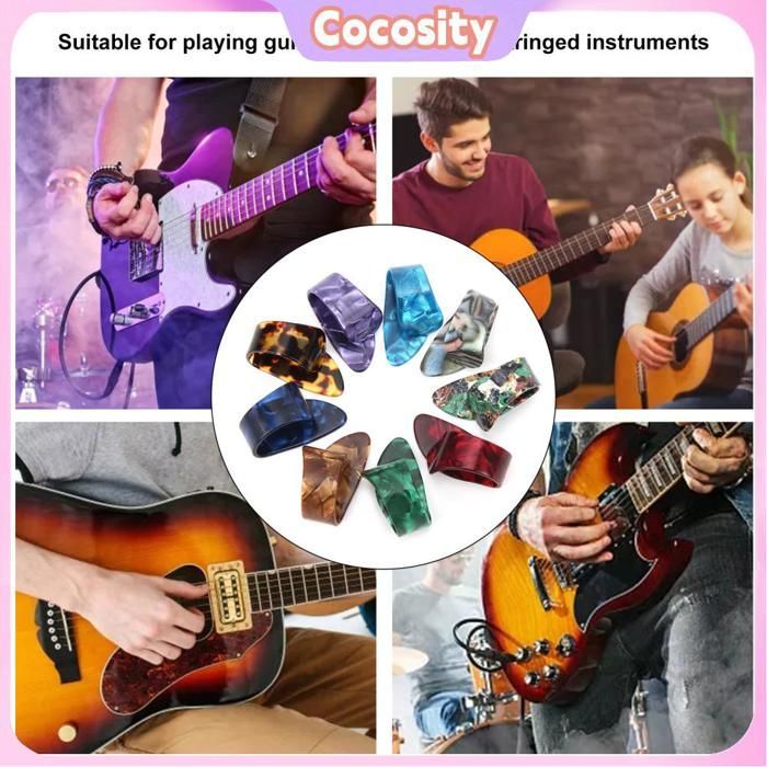 Juego de 12 púas de guitarra, púas de repuesto con acabado brillante para guitarra acústica, bajo, banjo y ukelele.