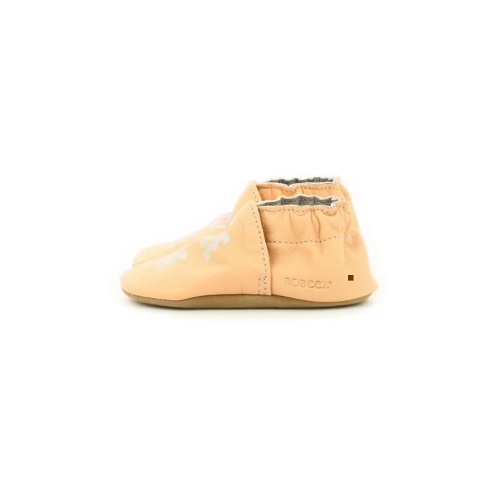 Chausson bébé - ROBEEZ - Stay Home Veg - cuir tannage végétal - Rose - Mixte