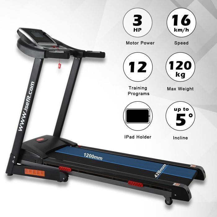 Tapis de Marche/Course  Electrique Pliable,LCD 12 Programmes Verin hydraulique Bluetooth SY-T2710