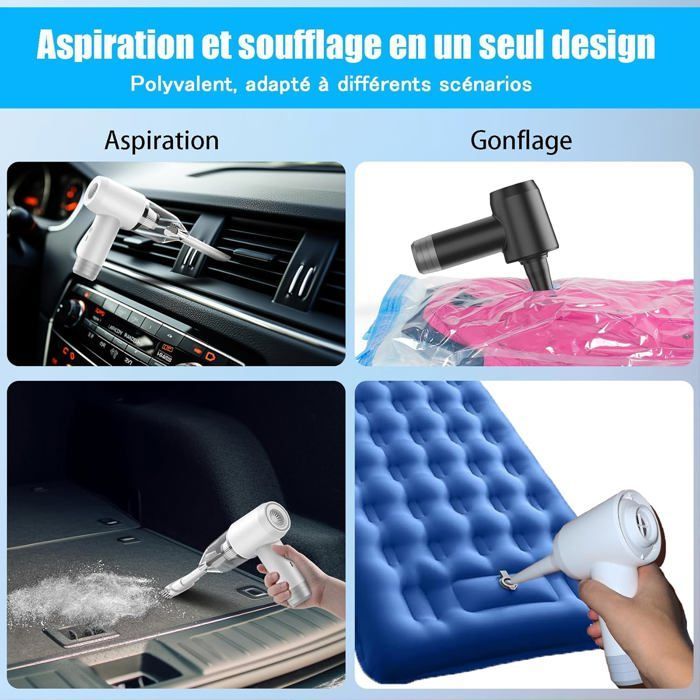Aspiradora portátil inalámbrica de 12.000 Pa y 360 g, potente aspiradora para coche y hogar.