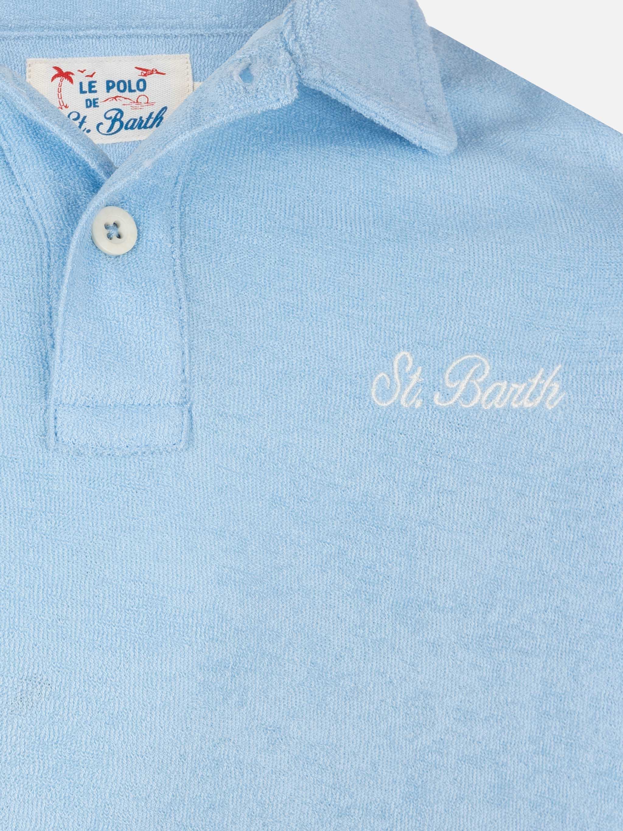 Jeremy Jr. poloshirt van lichtblauwe badstof.