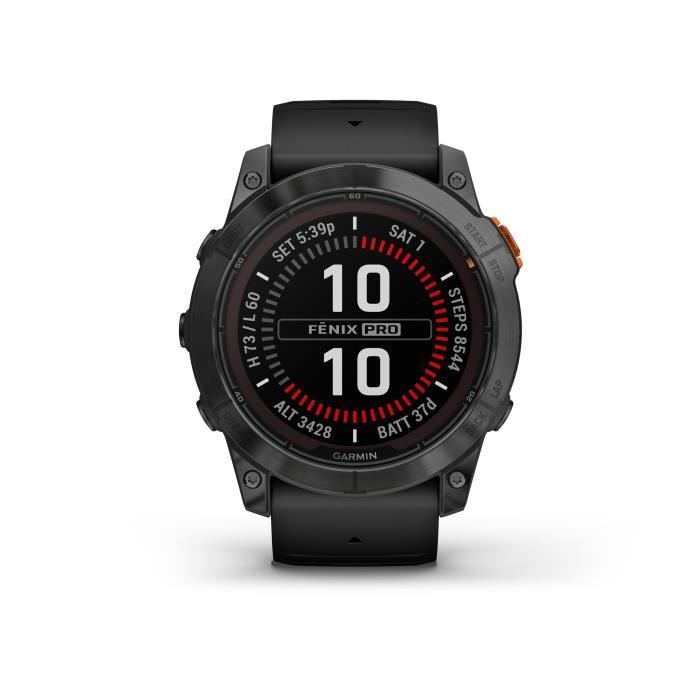 GARMIN - Fenix 7X Pro Solar Edition - High-performance smartwatch - Steel, Gray with black band