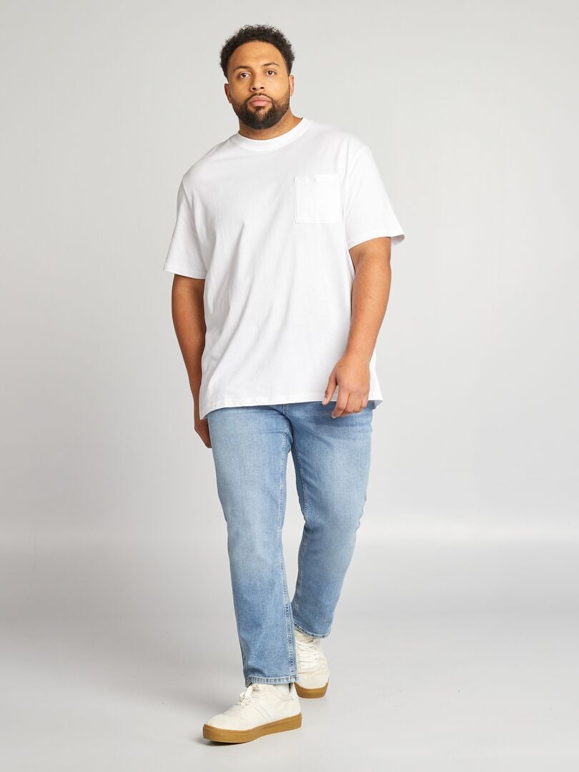 Calça jeans reta com 5 bolsos - L30 - AZUL