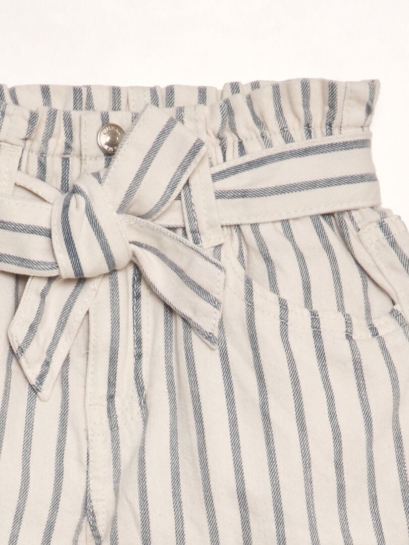 Paperbag denim shorts - BEIGE