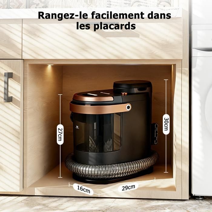 Nettoyeur Vapeur Détacheur 1200W - Réservoir 1,6L/1,2L - Tuyau 1,6M / Cordon 4M - Nettoyeur Canapé Tissu Avec 9 Accessoires,Gris