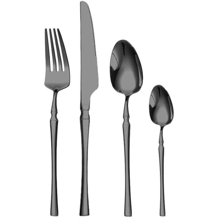 24 pièces : Set de couverts en acier inoxydable-4 couverts complets-Miroir poli,lavable en lave-vaisselle,idéal pour maison,cuisine