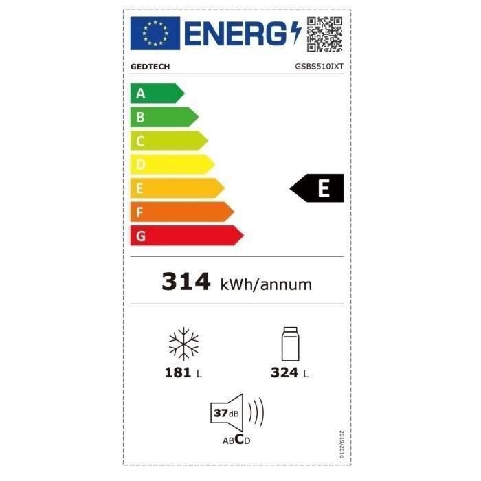 GEDTECH™ Kühlschrank im amerikanischen Stil GSBS510IXT 510 l (324 l + 181 l) – No Frost – Edelstahl