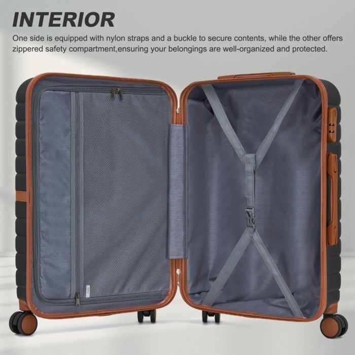 Juego de 3 maletas rígidas Kono (55/66/76 cm) ABS+PC - Maleta de cabina, ligera y resistente, 4 ruedas y cerradura de seguridad, color negro.